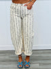 Cream/Blue Floral Striped Barrel Pants (Reg.)