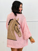 Pink Horse Print Open Sweater Cardigan (Reg.)