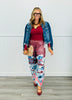 Brown/Burgundy Sublimation Print Denim Look Pants (Reg & Plus)