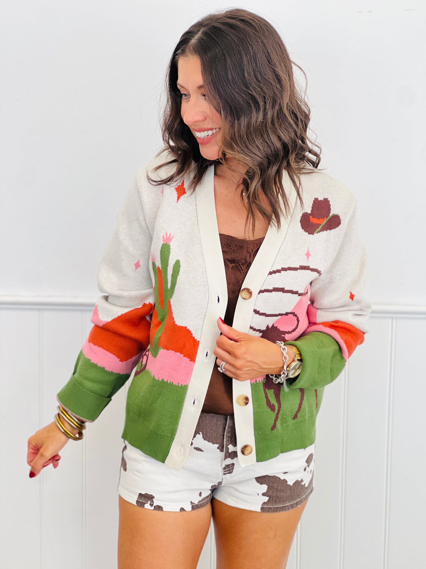 Beige Multi Western Roundup Sweater Cardigan (Reg.)