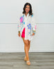 White Beaded Sequin Button Up Blouse (Reg.)