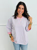 Striped Cross V Stitch Pullover Top (Reg.)-3 Colors