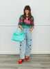 Floral Patch Light Wash Wide Leg Pants (Reg and Plus)