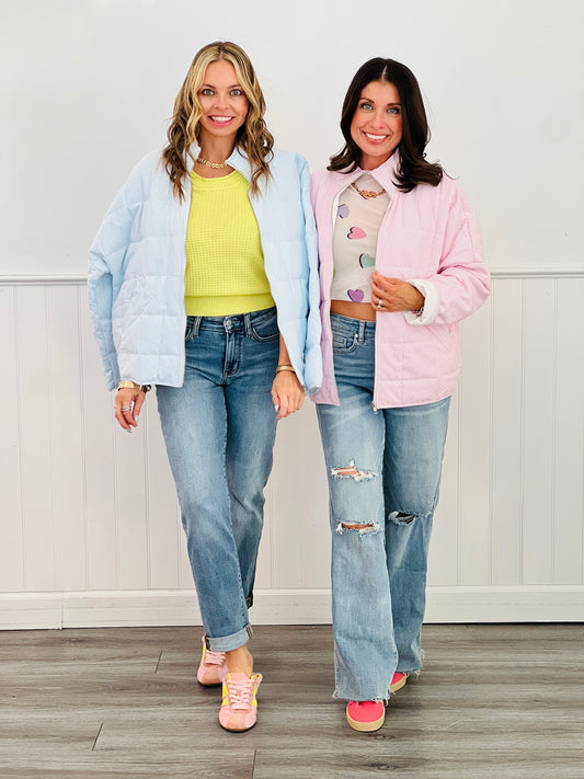 Striped Quilted Oxford Jacket (Reg.)-2 Colors