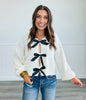 Triple Bow Tie Sweater Top (Reg.)- 2 Colors