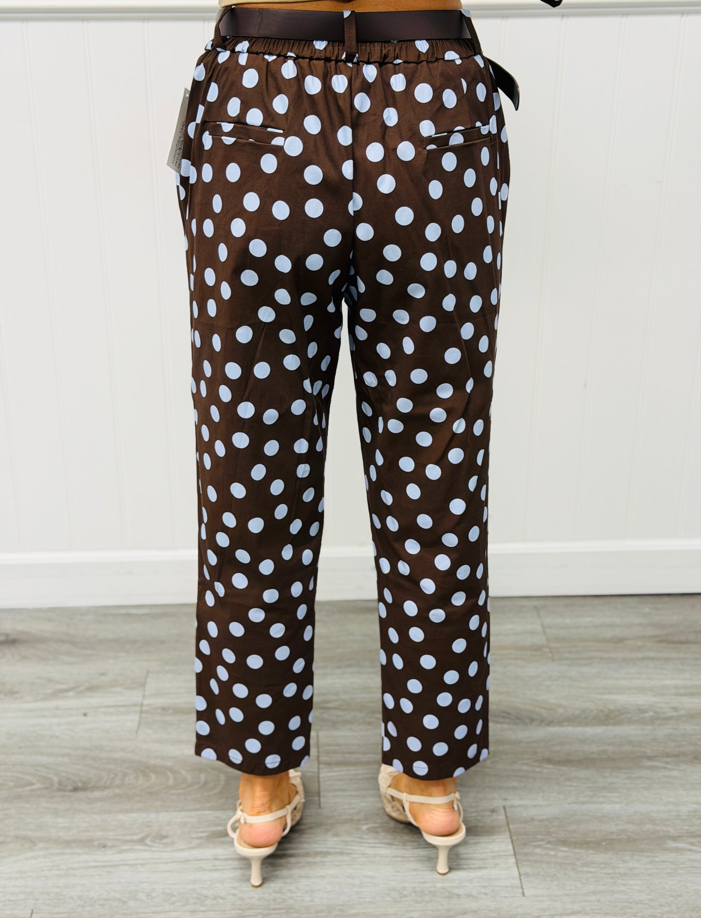 Choco/Blue Polka Dot Belted Trouser Pants (Reg.)