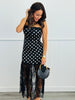 Black Polka Dot Lace Skirt Maxi Dress (Reg.)