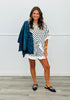 White/Black Polka Dot Ruffle Hem Shorts (Reg. and Plus)