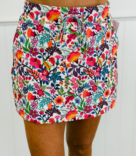 White Fiesta Time Floral Skort (Reg. and Plus)