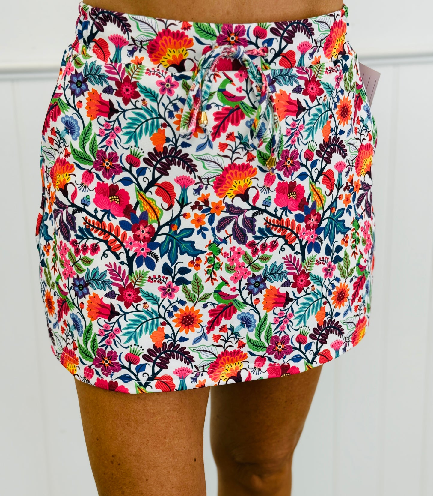 White Fiesta Time Floral Skort (Reg. and Plus)