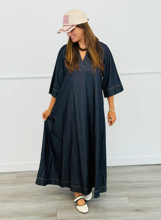 Dark Denim Flow Away Maxi Dress (Reg.)
