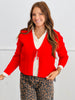 Red/Ivory Tie Front Twofer Sweater Cardigan (Reg.)