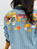 Queen Of Sparkles Denim Striped Pumpkin Farm Button Up Top (Reg. and Plus)