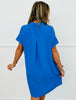 Cobalt Blue Short Sleeve Shirt Dress (Reg & Plus)