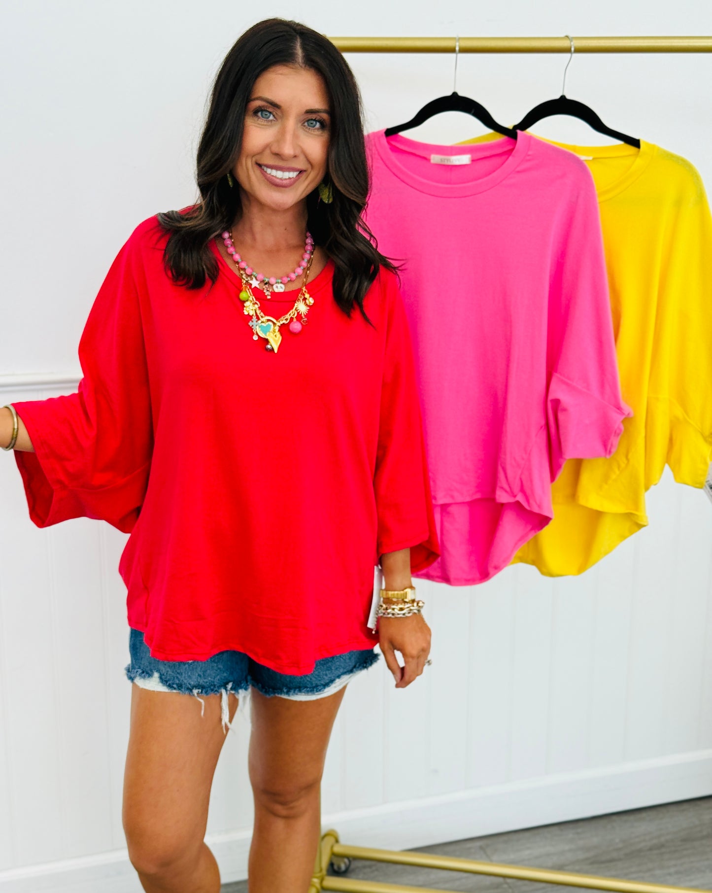 Oversized Cotton Spandex Top (Reg. and Plus) - 3 Colors