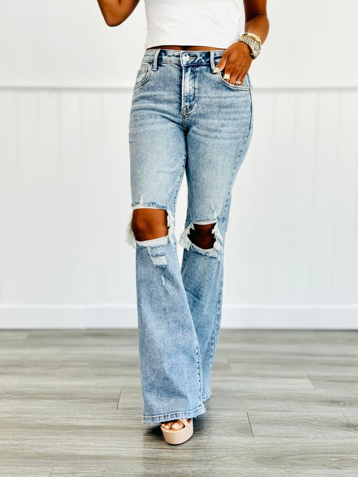 Risen Light Daringly Distressed Jeans (Reg & Plus)