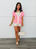 POL Peony Pink Lace Trim Sweater Top (Reg.)