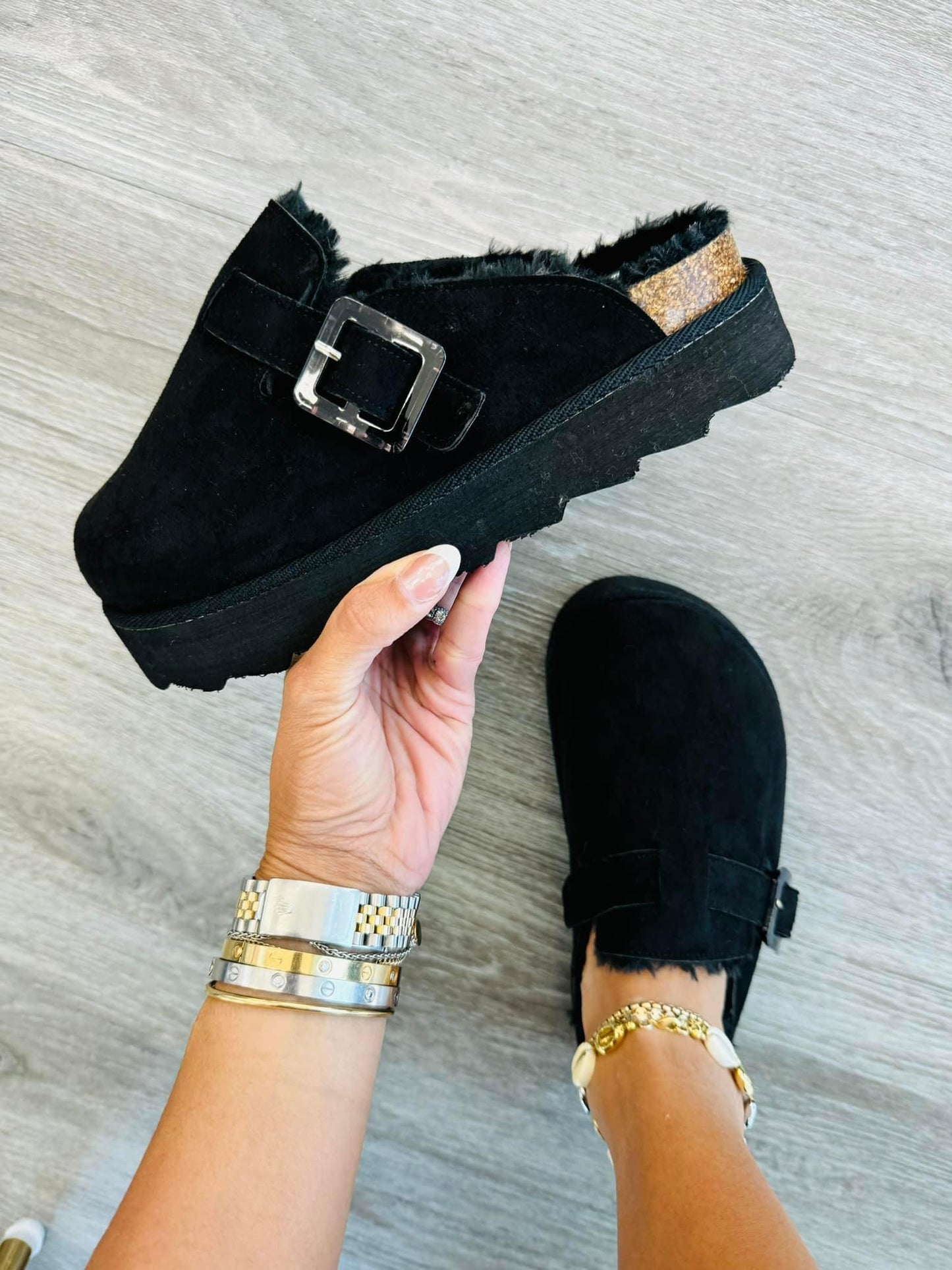 Black Casually Cute Platform Mule