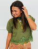 Lace Hem Puff Sleeve Sweater Top (Reg.) - 2 Colors