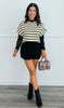 Taupe/Black Striped Top (Reg. and Plus)