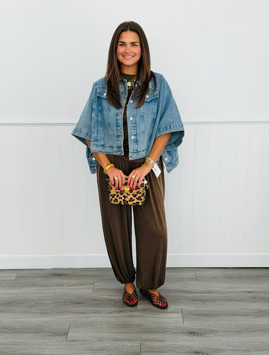 Brown Emery Smocked Harem Pants (Reg.)