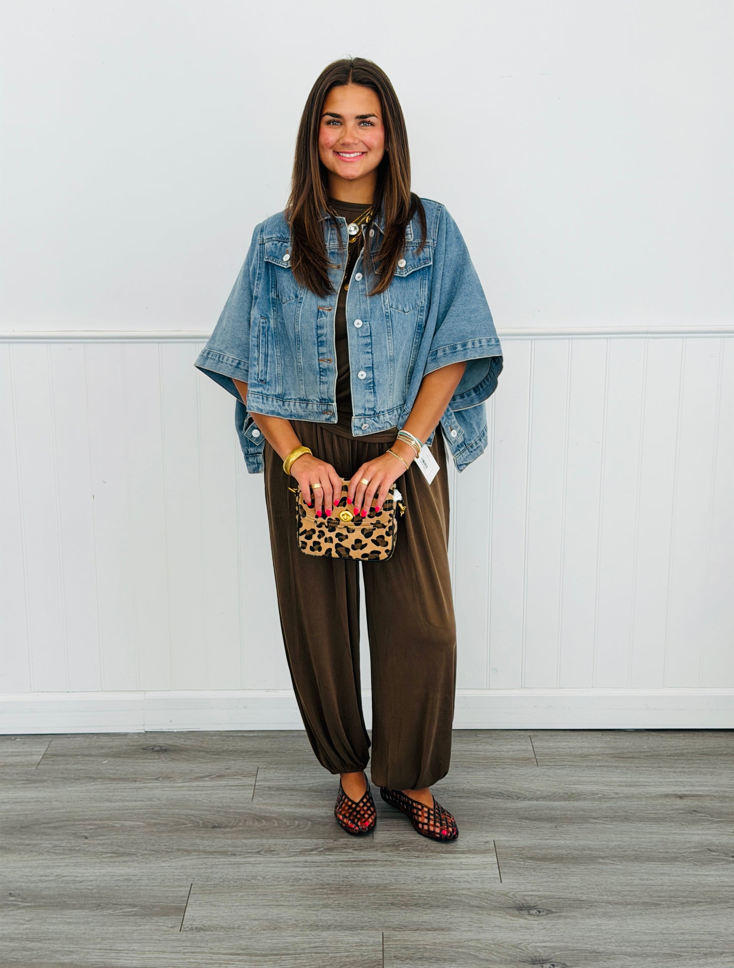 Brown Emery Smocked Harem Pants (Reg.)