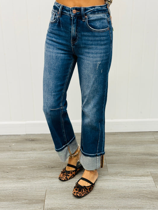 Risen Dark Straight Up Cuffed Jeans (Reg & Plus)