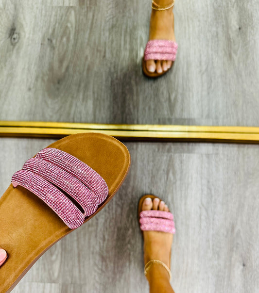Pink Make Your Move Rhinestone Sandals