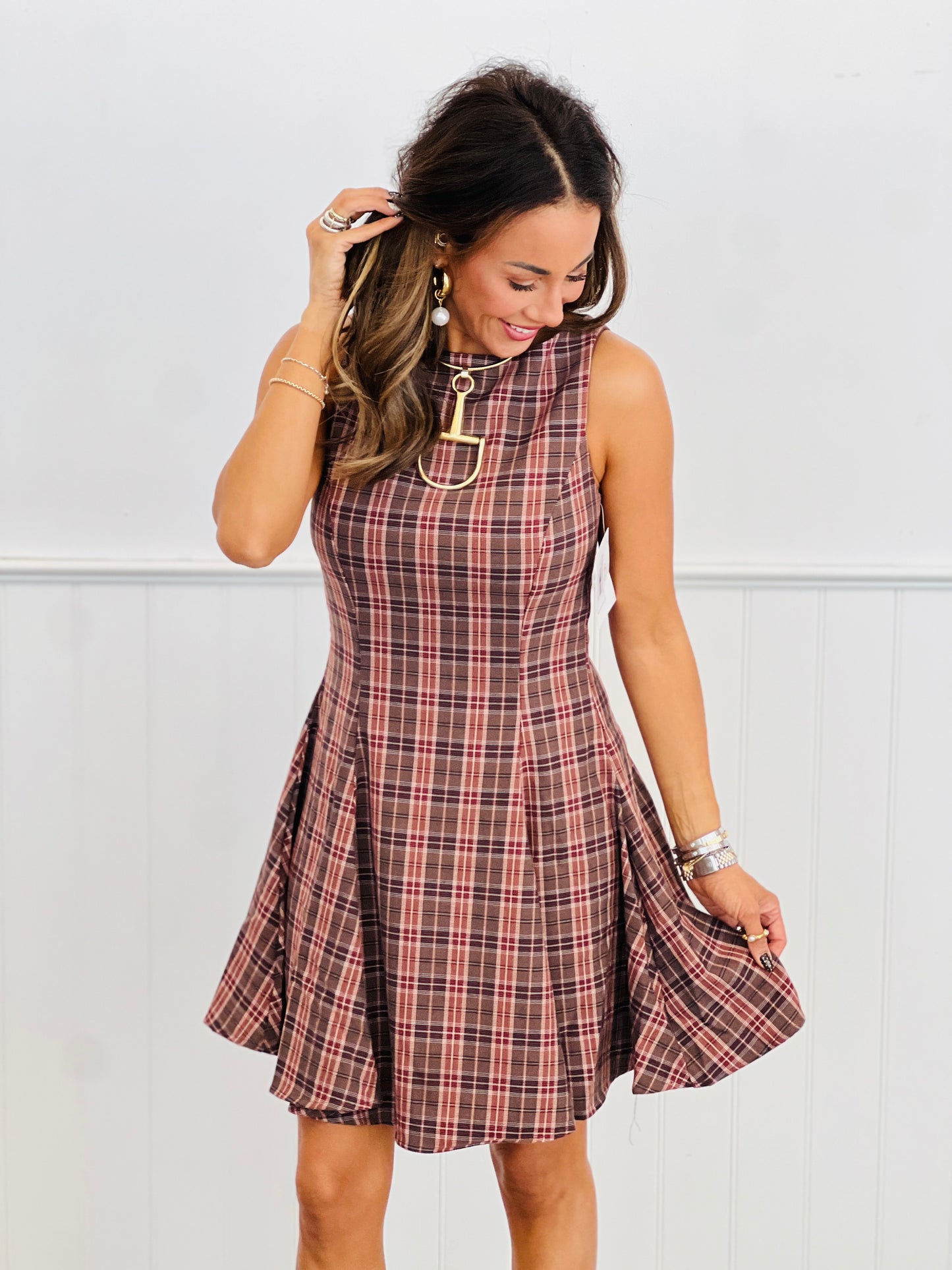 Plaid Sleeveless Mini Dress (Reg.)- 2 Colors