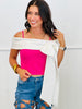 Fuchsia/White Bow Detail Top (Reg.)