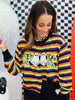 Queen Of Sparkles Striped 'Spooky' Icon Button Up Cardigan (Reg. and Plus)