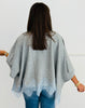 H Grey Lace Hem Detail Poncho Top (Reg.)