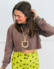 Brown Rhinestone Long Sleeve Top (Reg.)