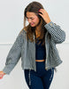 Navy Gingham Check Drawstring Jacket (Reg.)