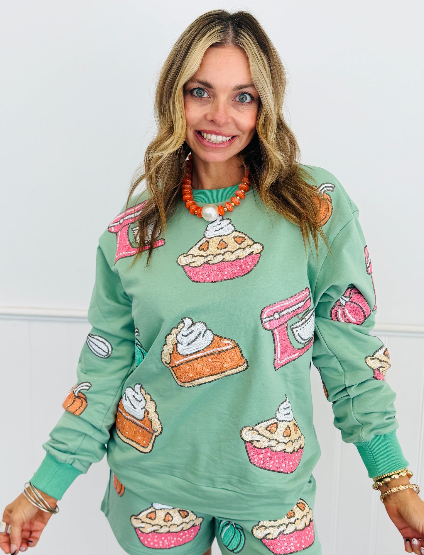 Piece Of Pie Sequin Sweatshirt (Reg. and Plus)