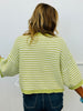 Green/Off White Thin Stripe Half Sleeve Cardigan (Reg.)