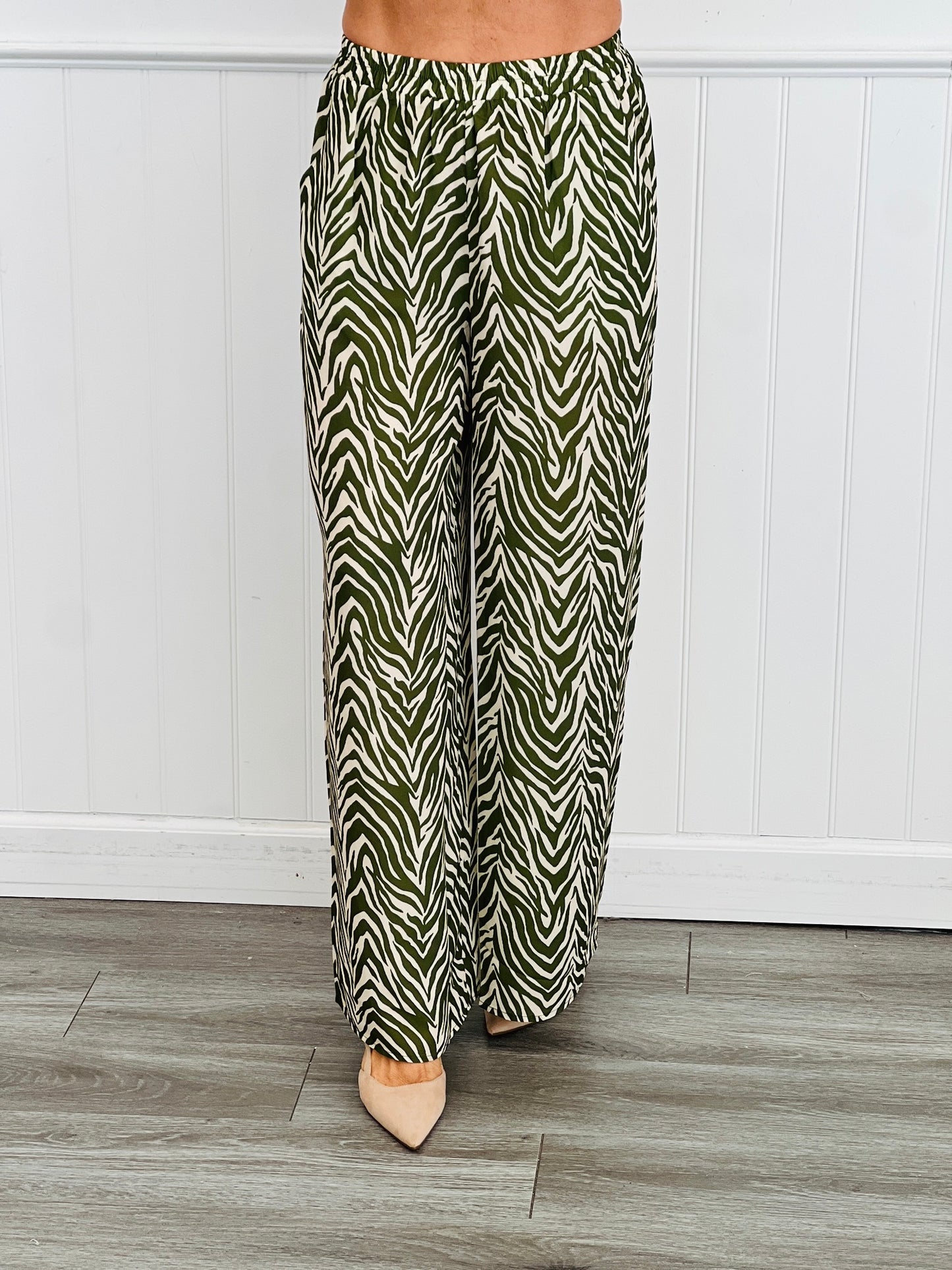 Olive Zebra Print Top & Pants Set (Reg. and Plus)