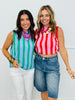 Striped Mock Neck Sleeveless Top (Reg.)-2 Colors