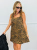 Brown/Black Tiger Print Sleeveless Mini Dress (Reg.)