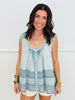 POL  Denim Blue Crochet Contrast Top (Reg.)