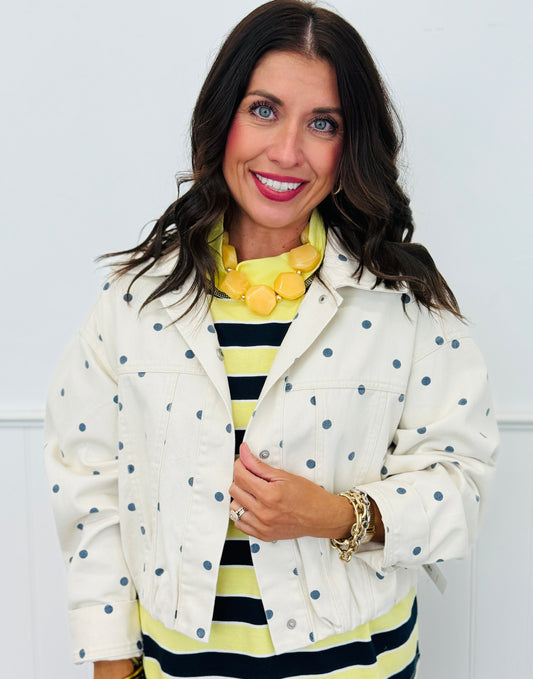 Cream/Navy Polka Dot Bubble Hem Jacket (Reg.)