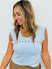 POL Stud Accent High Low Tee Top (Reg.)-2 Colors