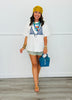 Blue/Yellow Boho Stripe Ruffled Shorts (Reg.)