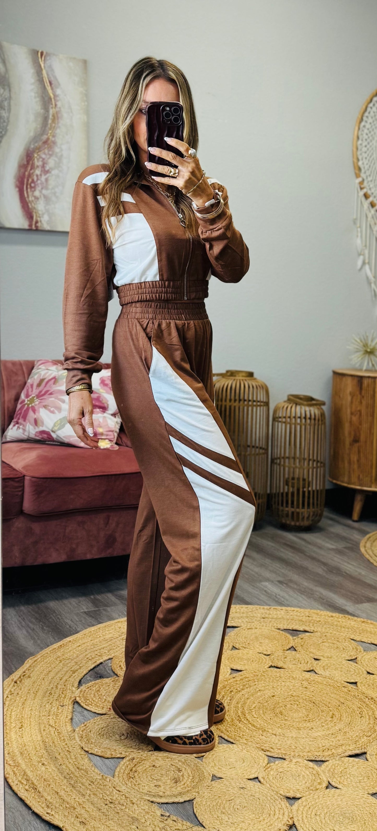 Color Block Zip Jacket Pants Set (Reg.) - 2 Colors