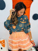 Black Multi Jack-O-Lantern Faces Pullover Top (One Size )