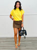 Mock Neck Knit Short Sleeve Top (Reg & Plus)-2 Colors