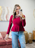 Pearl Detail Neckline Long Sleeve Top (Reg.) - 3 Colors