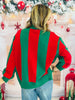 Queen Of Sparkles Green & Red Striped Weenie Dog Sweater (Reg. and Plus)
