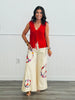 Red Scalloped Front Tie Sweater Vest (Reg.)