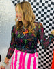 Colorful Skeleton Long Sleeve Mesh Top (Reg. and Plus)